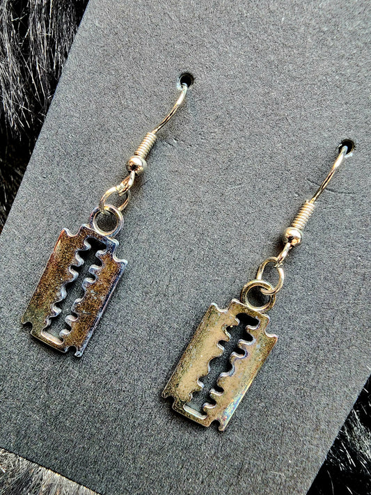 Aged Alternative Rock Razor Oddity Earrings