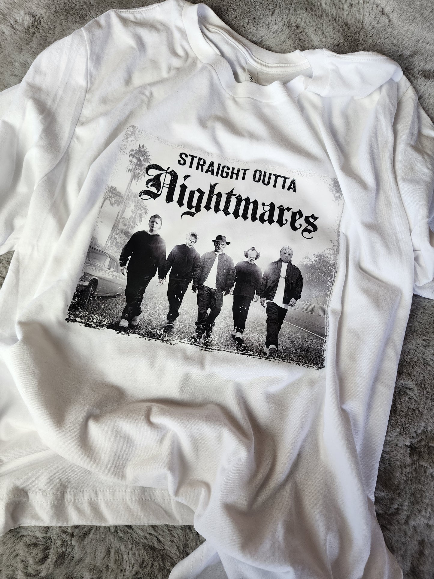 Straight Outta Nightmares Horror Movie Graphic Tee Grunge Gothic Emo Kid T Shirt Halloween