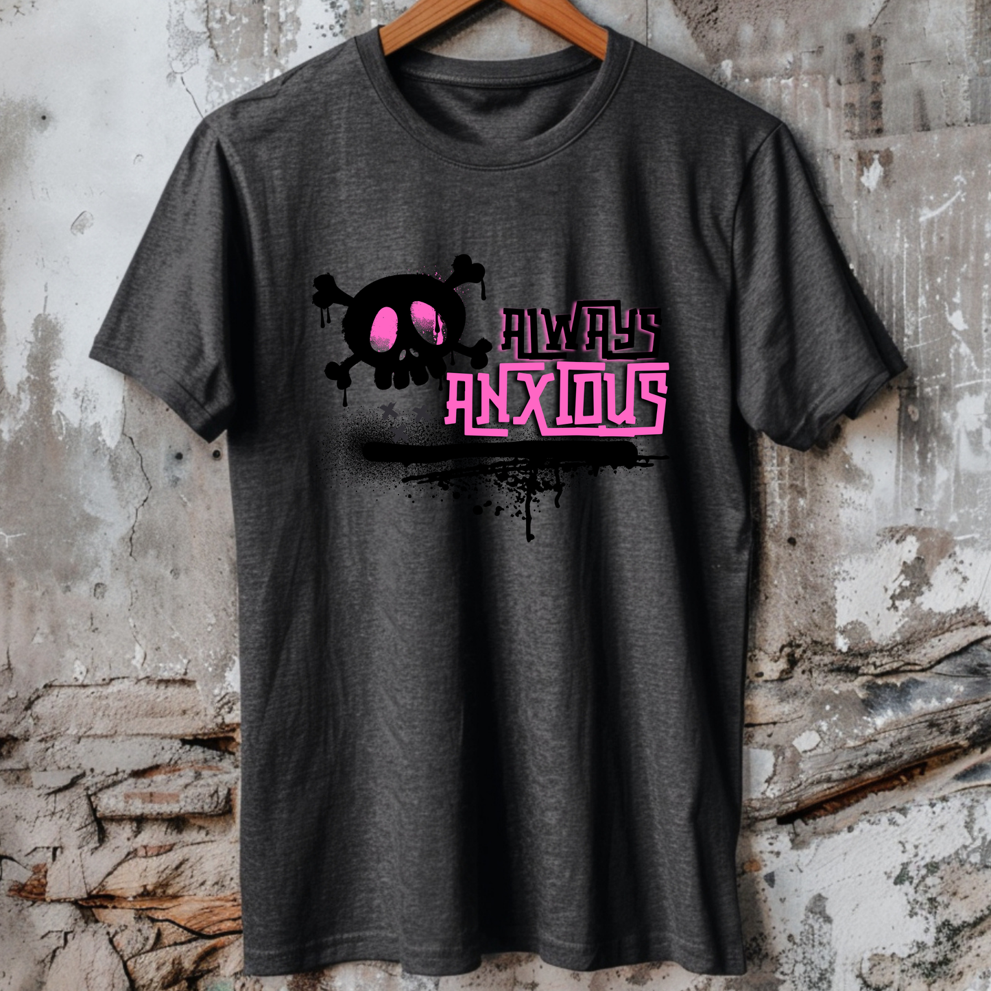 Custom Always Anxious Graphic Tee Grunge Gothic Emo Kid Men Women Unisex T Shirt