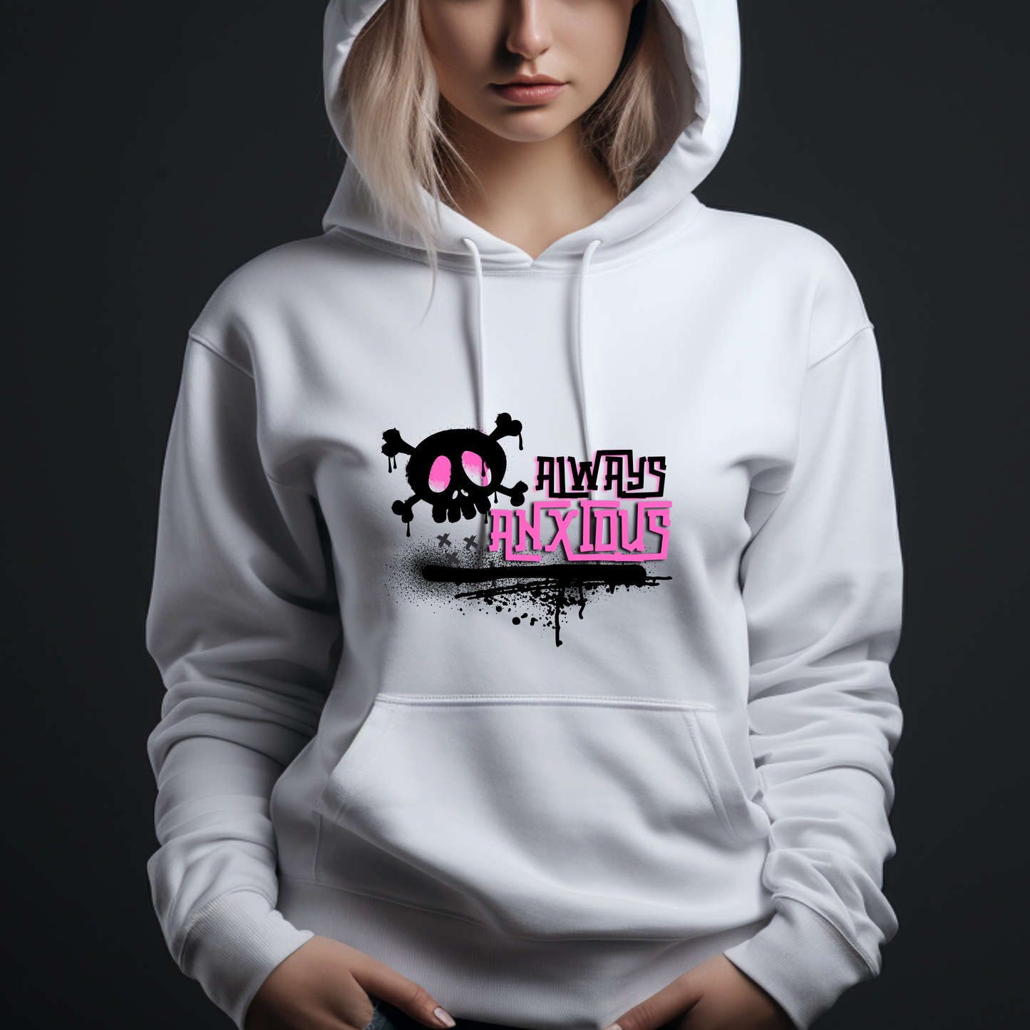 Pink Graphic Always Anxious Hoodie