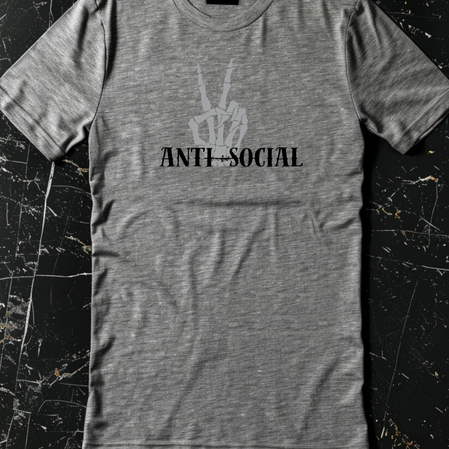 Custom Graphic Skelton Hand Peace Out Anti Social Antisocial Tee Grunge Gothic Emo Kid T Shirt