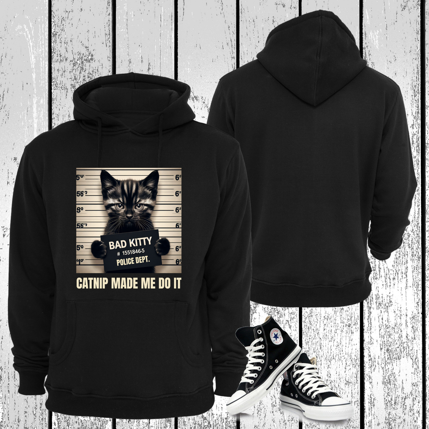 LockUp Cat Nip Made Me Do It Graphic Emo Hoodie