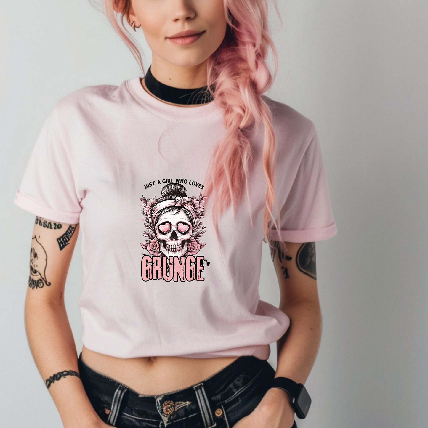 Custom Just a girl who loves grunge Graphic Tee Grunge Gothic Emo Kid T Shirt