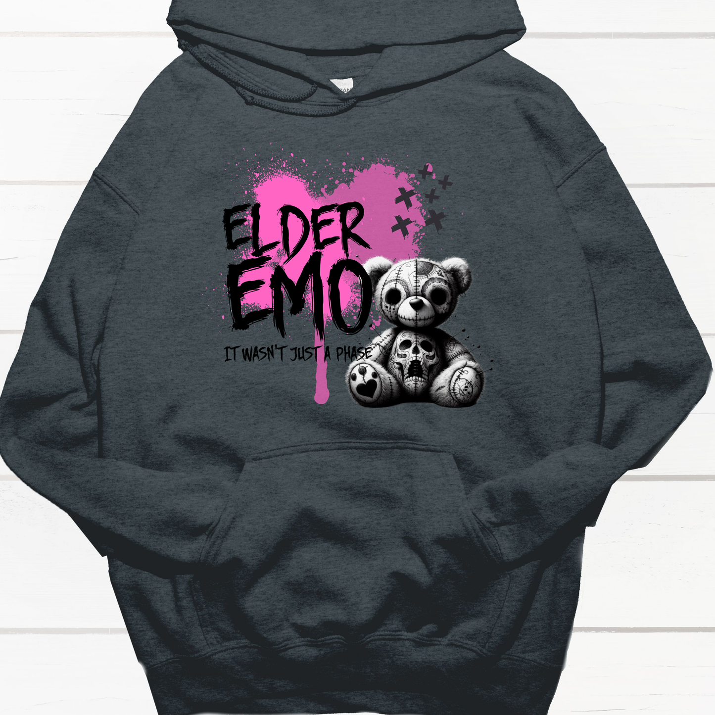 Pink Gothic Voodoo Bear Elder Emo Graphic Hoodie