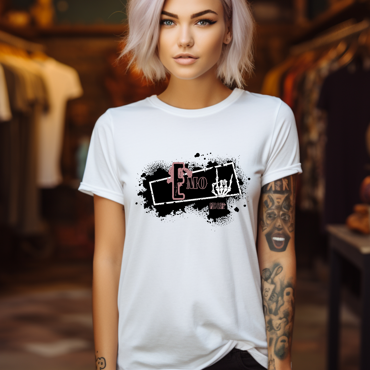 Custom Emo for Life Graphic Tee Grunge Gothic Emo Kid T Shirt
