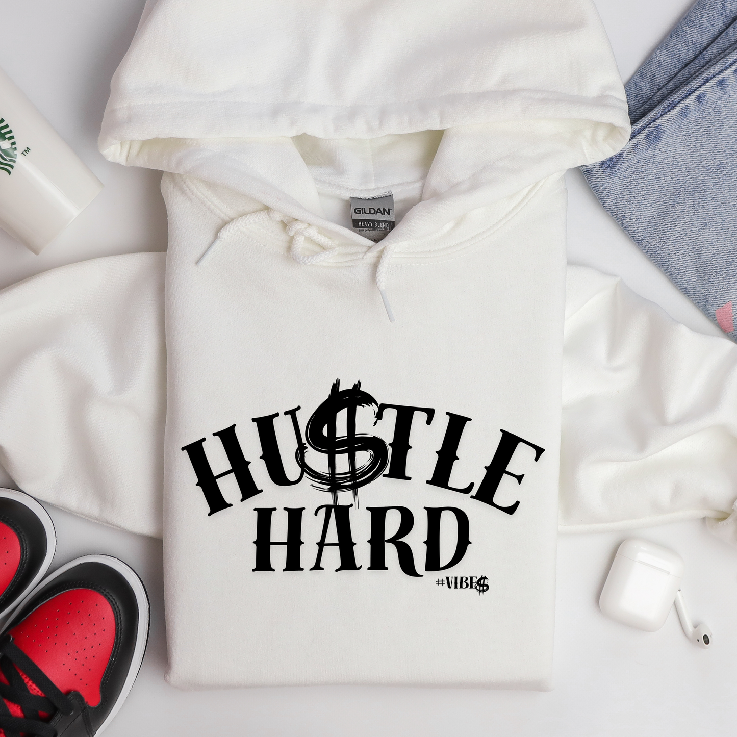 Hustle Hard Vibes Graphic Hoodie