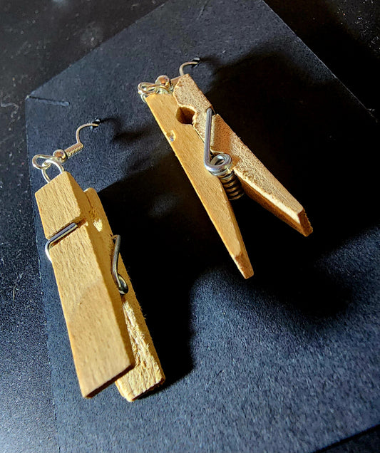 Wooden Clothespin Earrings