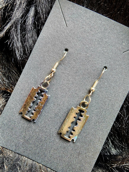 Aged Alternative Rock Razor Oddity Earrings