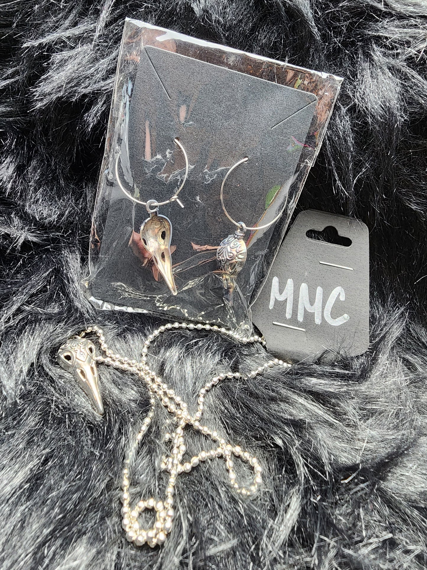 Raven Bird Skull Necklace