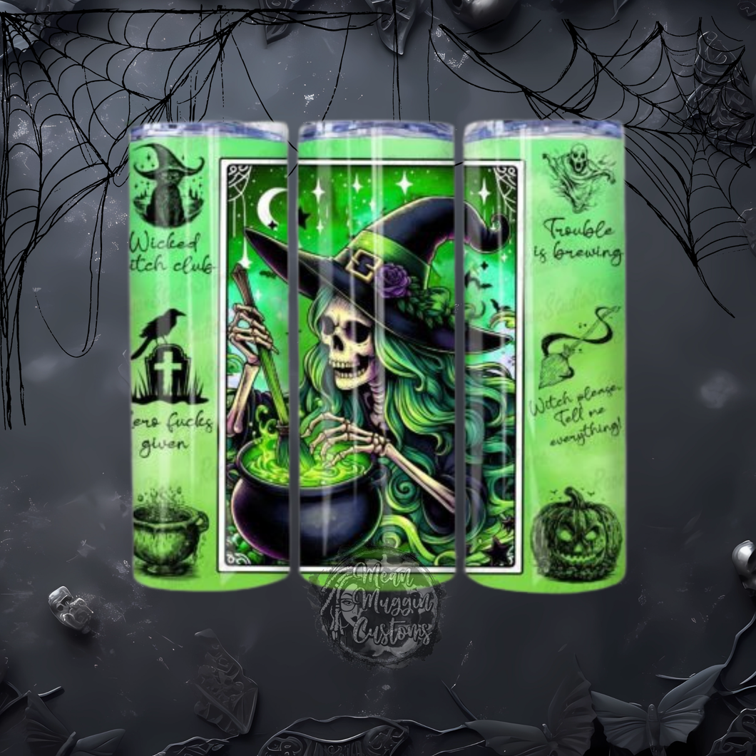 Neon Green Witch 20 oz Tumbler Halloween Goth Grunge