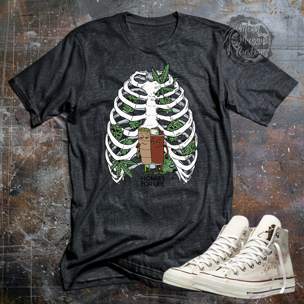 Custom Homies for Life Lungs Graphic Tee Grunge Gothic Emo Kid Men Women Unisex T Shirt