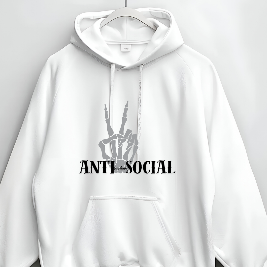 Custom Graphic Antisocial Anti Social Tee Hoodie Grunge Gothic Emo Kid T Shirt Sweater Pull Over Sweatshirt