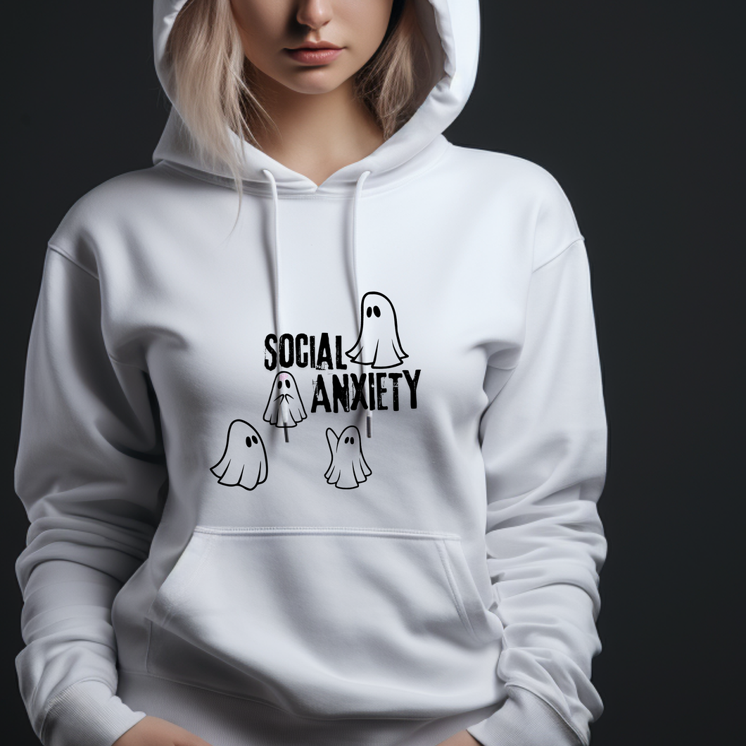 Custom Graphic Social Anxiety Tee Hoodie Grunge Gothic Emo Kid T Shirt Sweater Pull Over Sweatshirt