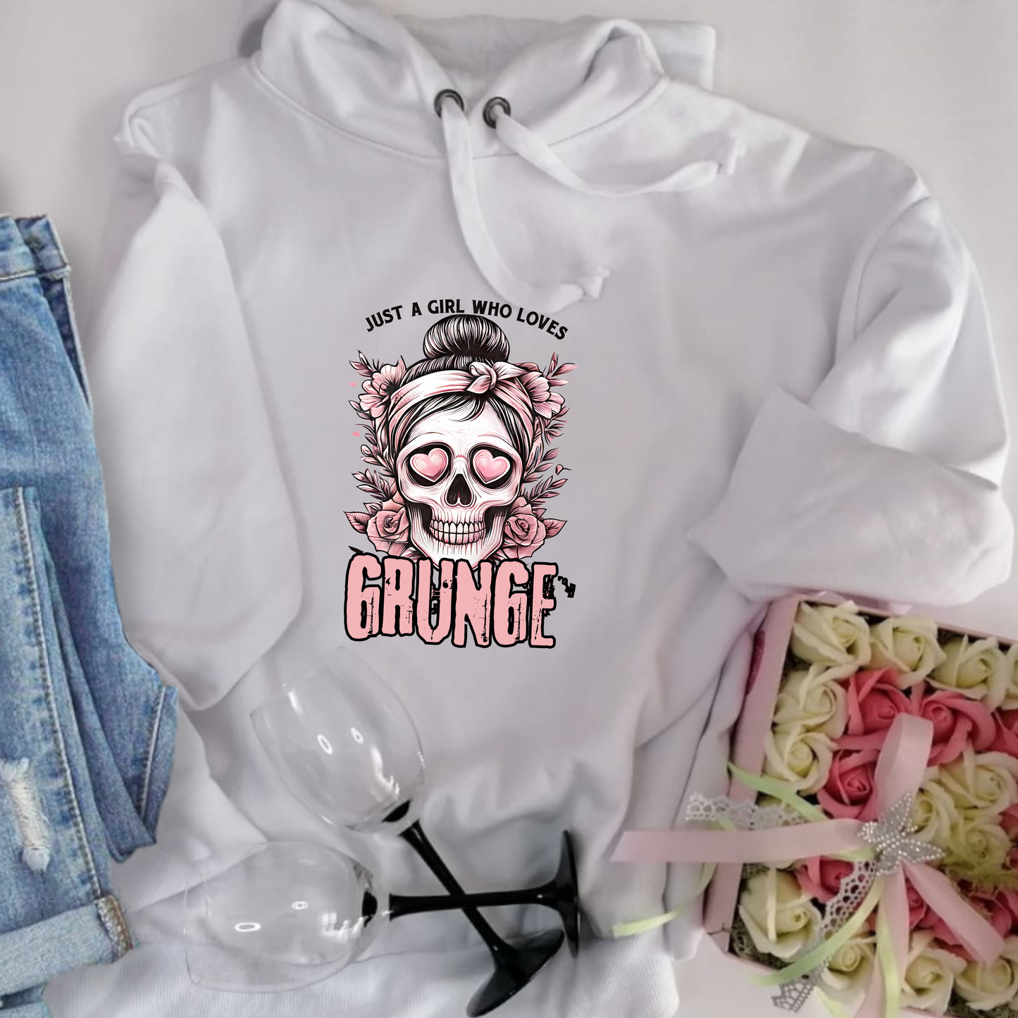 Just a Girl Who Loves Grunge Graphic Goth Hoodie