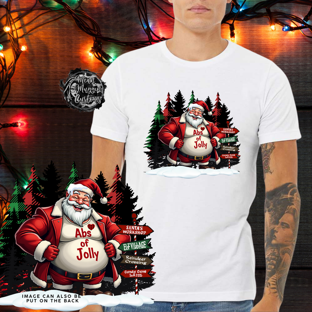 Custom Christmas Santa Abs of Jolly Graphic Tee Grunge Gothic Emo Kid Men Women Unisex T Shirt