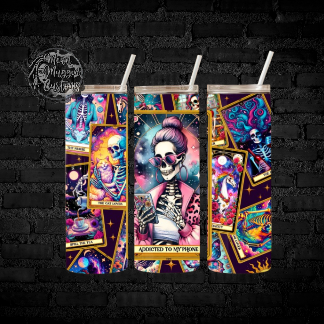 Tarot Card Addicted to my phone 20 oz Tumbler Cup Halloween Goth Grunge Punk Rock