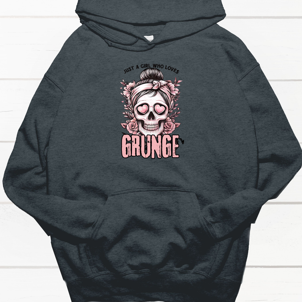 Custom Graphic Just a Girl Who Loves Grunge Tee Hoodie Grunge Gothic Emo Kid T Shirt Sweater Pull Over Sweatshirt