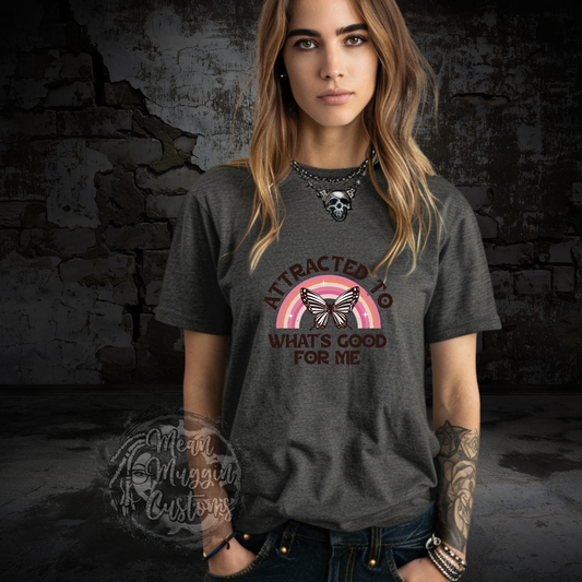 Custom Attracted What's Good for Me Graphic Tee Grunge Gothic Emo Kid Men Women Unisex T Shirt