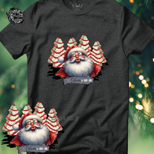 Load image into Gallery viewer, Custom Christmas Cake Santa I deliver all Night Long Graphic Tee Grunge Gothic Emo Kid Men Women Unisex T Shirt
