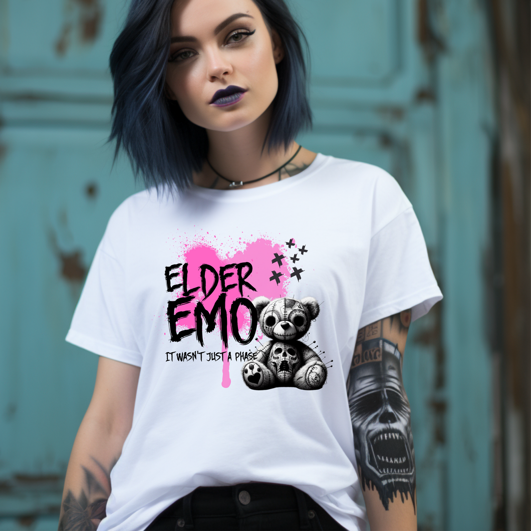 Custom Elder Emo with Teddy Graphic Tee Grunge Gothic Emo Kid T Shirt