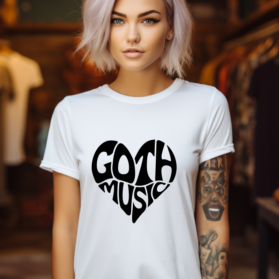 Custom Goth Music Heart Graphic Tee Grunge Gothic Emo Kid T Shirt