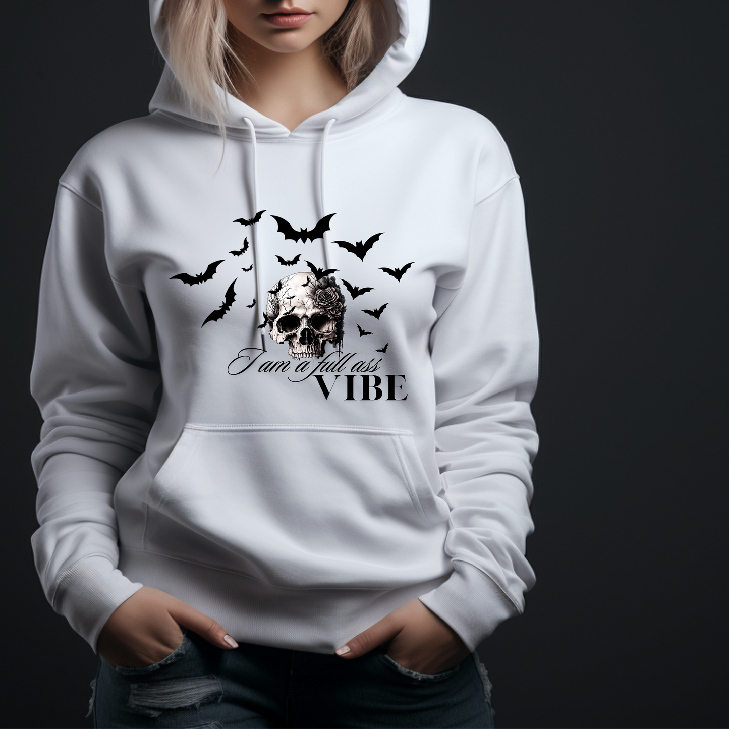 Graphic Skull I'm a Full A$$ Vibe Grunge Hoodie