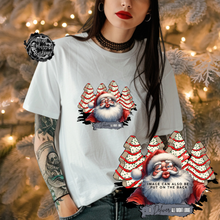 Load image into Gallery viewer, Custom Christmas Cake Santa I deliver all Night Long Graphic Tee Grunge Gothic Emo Kid Men Women Unisex T Shirt
