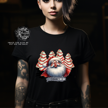 Load image into Gallery viewer, Custom Christmas Cake Santa I deliver all Night Long Graphic Tee Grunge Gothic Emo Kid Men Women Unisex T Shirt
