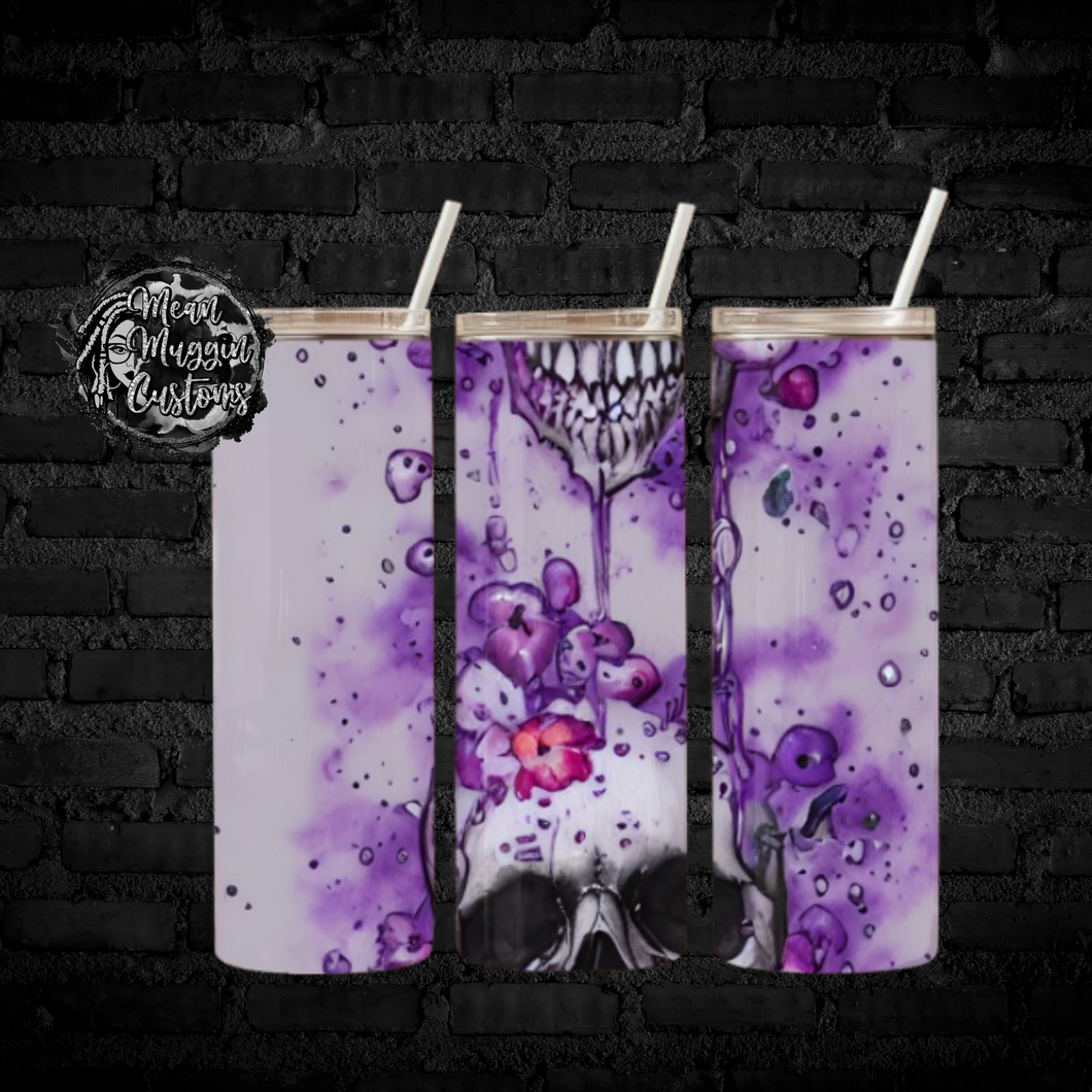 Purple Skulls Crush Tumbler Cup Halloween Goth Grunge Punk Rock