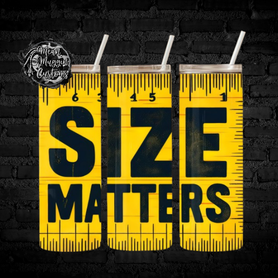 Size Matters Ruler Measuring Tape Tumbler Cup Halloween Goth Grunge Punk Rock