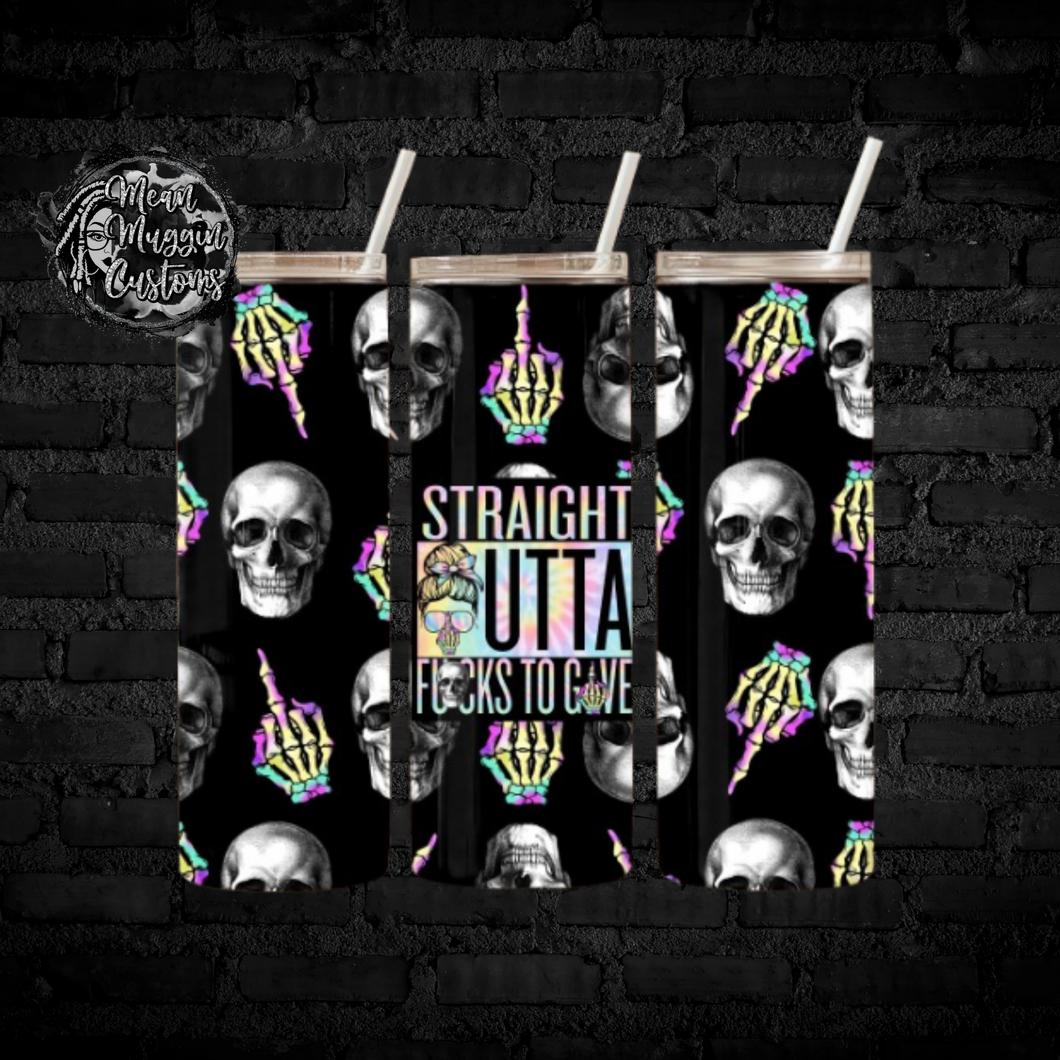 Straight Outta FKS Skull Tumbler Cup Halloween Goth Grunge Punk Rock