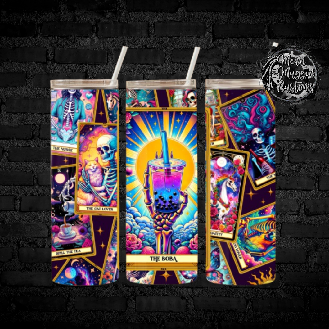 Tarot Card Boba Tea Tumbler Cup Halloween Goth Grunge Punk Rock