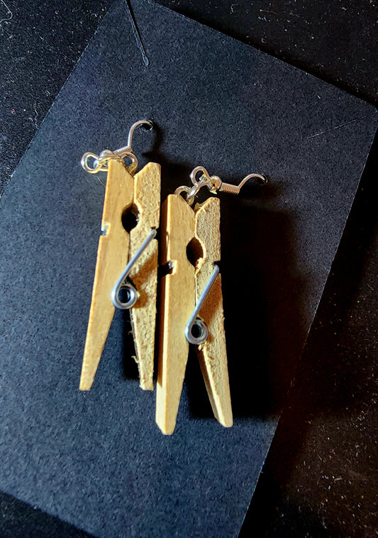 Wooden Clothespin Earrings